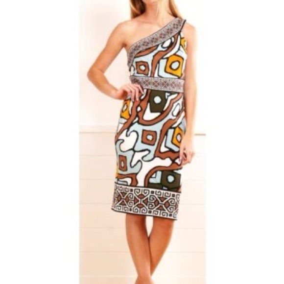 Diane Von Furstenberg Societes One Shoulder Silk Knee Length Dress - size 2 - Picture 1 of 7